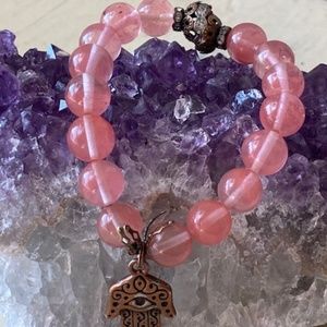 2 Pink Gemstone Bracelets